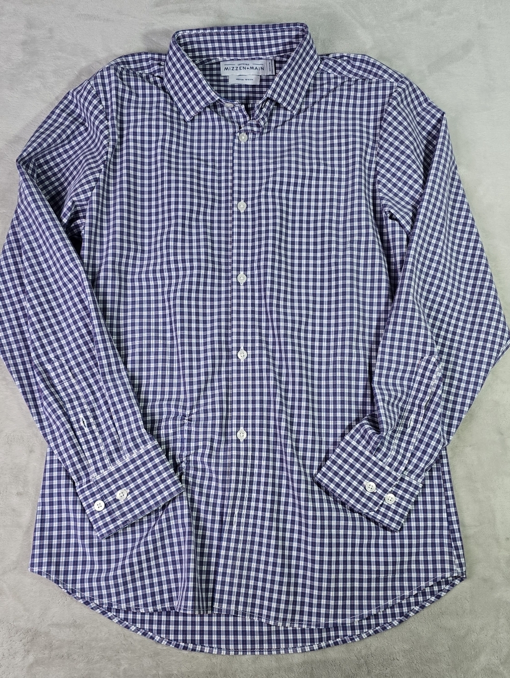 Lot Of 2 Mizzen Main Leward Meduim Trim Fit Long Sleeve Button Up Check - Picture 2 of 12